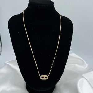 CHRISTIAN DIOR Gold Tone Necklace with CD Pendant/Charm